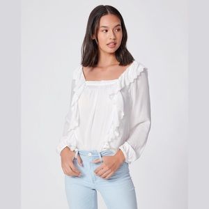 PAIGE Brylen frill-trimmed woven top